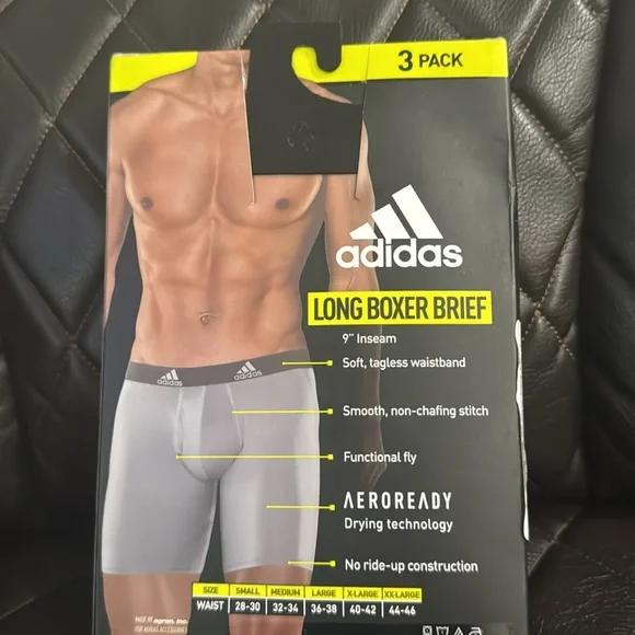 Adidas Men's Boxer Briefs - Blue, Gray, Black - Picture 2 of 2